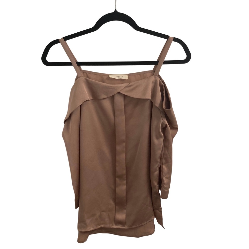 Elodie Rose Gold Sheen Open Shoulder with Straps Blouse Size S